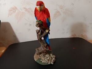 12" Resin Parrot On a Branch Figurine