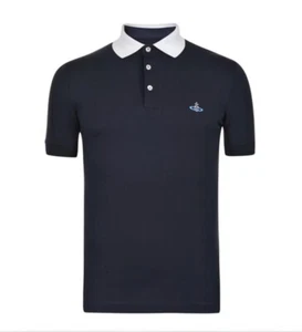 New Vivienne Westwood Organic Cotton 2H01000C J0009 Contrast Collar Polo Shirt - Picture 1 of 3
