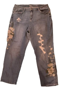 Style & Co Curvy Boyfriend Embellished Distressed Blue Jeans, Women's Plus 18W - Picture 1 of 9