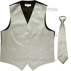 Nuevo Chaleco Esmoquin Para Hombre Vesuvio Napoli Corbata Preatada Baile de graduación Fiesta Formal Plateado - Imagen 1 de 4