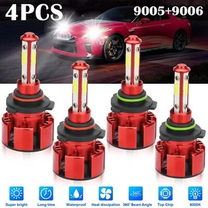 4x 9005 9006 4-Side Super White LED Combo Headlight Bulb Kit High/Low Beam 6000K - Picture 1 of 11