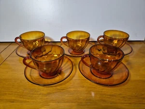 5er Set Französische Glcoloc Braunglas T Tassen - Bild 1 von 5