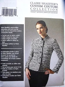 Fuera de existencia Vogue V8991 Diseñador CLAIRE SHAEFFER'S Alta Costura "Estilo Chanel" Chaqueta Patrón - Imagen 1 de 10