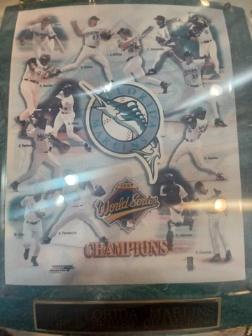 Vintage Florida Marlins (1997) World Series Baseball Champions Wooden Plaque Cover
