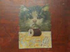 Antique Corticelli Sewing Lap Tray Spool Thread Advertising Kiity Cat