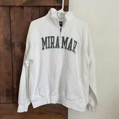Sudadera de Algodón Grande Mira Mar Blanca Para Mujer Grande 1/4 Cremallera Pullover De Colección Foto 1 de 4