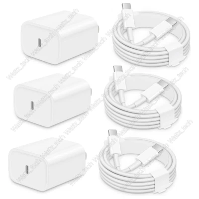 Paquete de 3 cables de carga rápida USB C de 20 W tipo C a C para iPadPro/Air Samsung Foto 1 de 4
