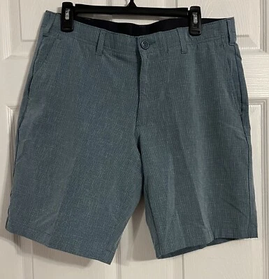 Pantalones cortos a cuadros azules y blancos Bcg 34w para hombre con entrepierna de 10 pulgadas y frente plano Foto 1 de 4