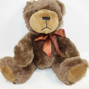 Oso de peluche Napco Imports peluche 8" sentado animal de peluche marrón tostado juguete muñeca arco - Imagen 1 de 12