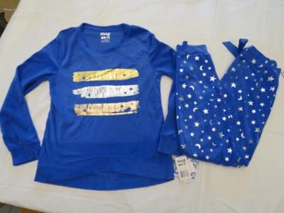 NWT Sz 12 14 16 Sleep On It Blue Velour 2 Pc Pajamas PJs Set Gymmies - Image 1 of 2