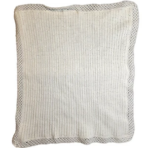 Crochet Knit Baby blanket White Afghan Made Crib Newborn Infant Lap Throw - Picture 1 of 11
