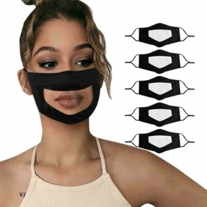 2x Face Mask Visible Clear Transparent Window Shield For Deaf Mute Lip Reading - Picture 1 of 1