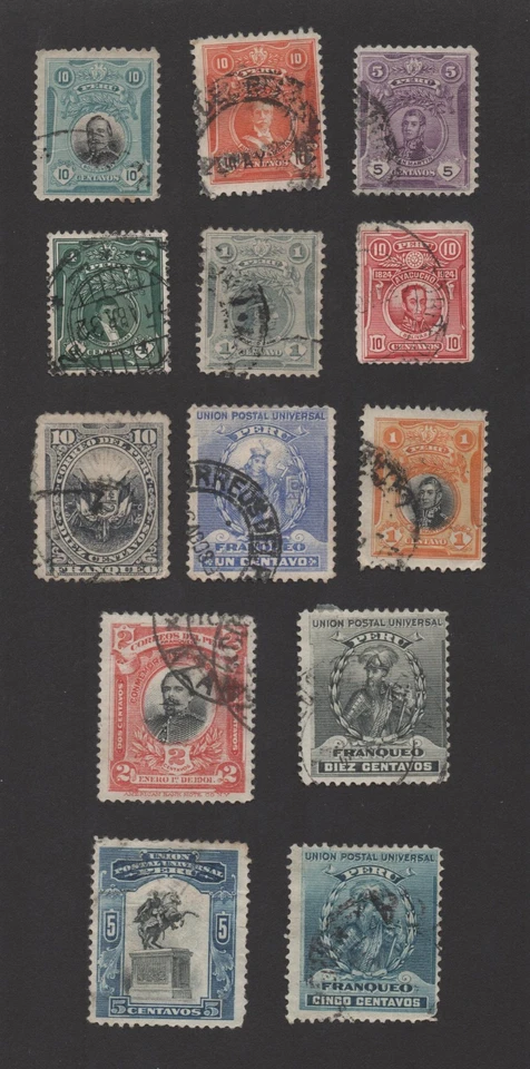 PERU STAMPS,  COLLECTION  OF 13, USED, FROM ESTATE F/VF - Image 1 of 1