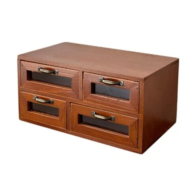 Desk Organizer with 4 Drawers Vintage for Tabletop Monitor Stand Riser for Desk - Image 1 of 4