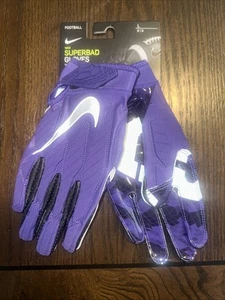 NEW Nike TCU Horned Frogs Team Issued SuperBad Large LG Football Gloves Purple - Picture 1 of 4