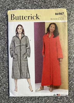 Butterick Pattern B6967 sz 1X 2X 3X 4X 5X UNCUT zipped long coat jacket robe - Image 1 of 4