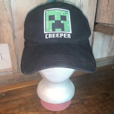 Minecraft 爬行者帽子靠背可调节儿童青少年男孩黑色 — 第 1/4 张图片