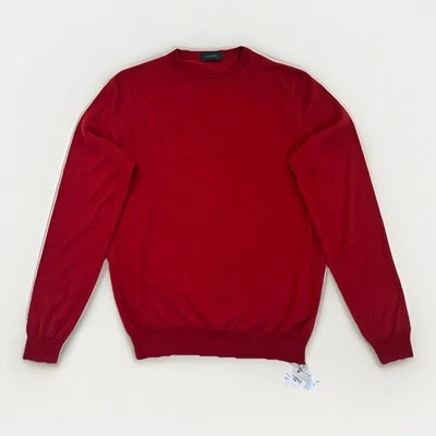 Slowear Zanone Men’s Knit Wool Crew Neck Jumper Red 48 Medium Flexwool New £294 - Image 1 of 4