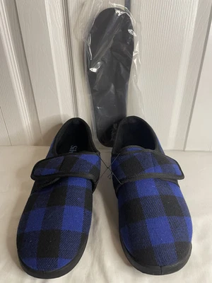 Zapatillas ajustables suaves Silverts para hombre 10 azul marino/negro a cuadros de búfalo Foto 1 de 2