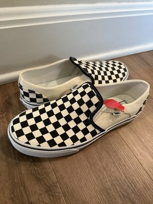 VANS W 11 M 9.5 Checkered Black & White Slip-On Sneakers Skateboard Low Shoes - Image 1 of 4
