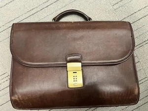 Authentic COACH Men’s Brown Leather Briefcase With Solid Brass Hardware - Picture 1 of 8