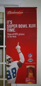 OFFICIAL SUPERBOWL 43 XLIII BUDWEISER BEER ADVERTISING BANNER - Picture 1 of 10