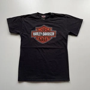 Vintage 2000s Harley Davidson Motorcycles Shield Graphic Biker T Shirt XS Black - Picture 1 of 7