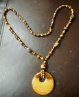  50mm TIGERSEYE Pendant BEAD+ 20mm8mm6mm 5mm beads. 32" Lg NECKLACE rrp 80