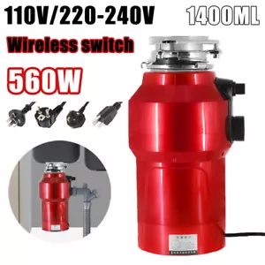 560W Continuous Feed Garbage Disposal 1400ML Food Waste Disposer Grinding Sink - Picture 1 of 14