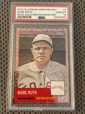 Babe Ruth 2022 Topps Chrome Plat. Ann. ROSE GOLD MINI DIAMOND REF. #7/75 PSA 10