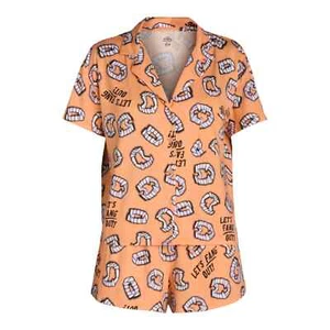 Halloween Women’s Fang Print Shorty Pajama Set 2X (18W-20W) - Picture 1 of 3