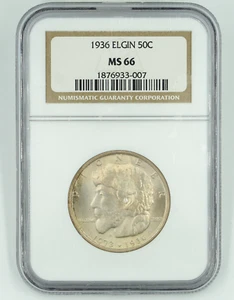 1936 NGC MS66 Elgin Commemorative Half Dollar Great Luster - Picture 1 of 3