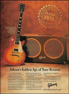 Guitarra Gibson Les Paul Estándar y Amplificador GA Tono Dorado Anuncio 8 x 11 Impresión de Anuncios - Imagen 1 de 3