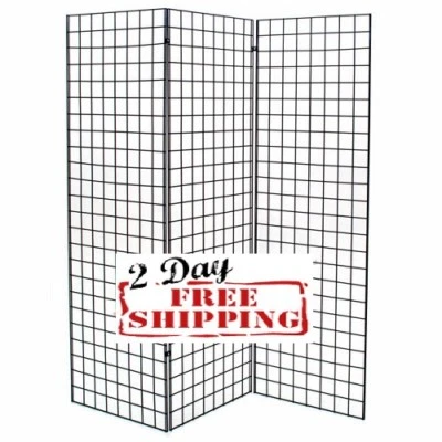 CHIBURASHKA3 Display Grid Rack Three 2 x 6 ft Panel Z Unit Metal Stand Retail Store Craft Art