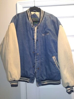 Chaqueta Denim De Colección Años 90 YAMAHA Motocicleta Tela Para Hombres XL Universitaria Bad Boy Bikercore Foto 1 de 4