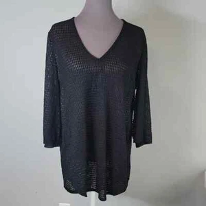 Jordan Taylor Traje de Baño Negro Malla Cubierta Túnica Mini Vestido Talla XL - Imagen 1 de 7