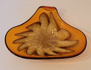 Plato ámbar de vidrio Murano de mediados de siglo - Imagen 1 de 11