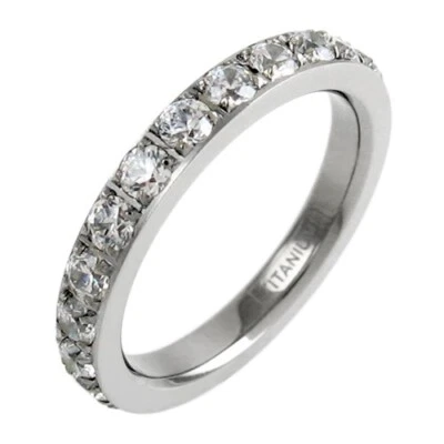 Stunning Titanium 2.0 Carat CZ Eternity Wedding Band Ring - Image 1 of 2
