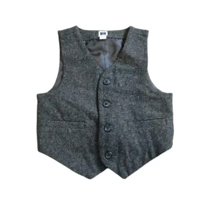Janie and Jack Toddler Boy's Gray Wool Blend Tweed Vest! 18/24M - image 1 of 4