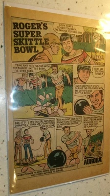 Roger Staubach Skittle Bowl anuncio... 1972... bonificación: pegatina de los Dallas Cowboys... Foto 1 de 4