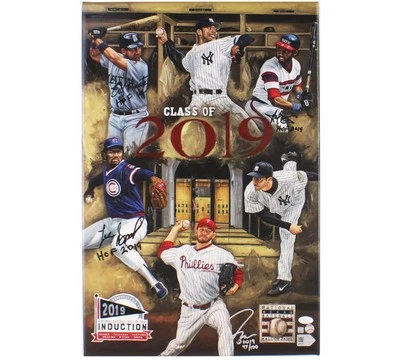 Lee Smith, Edgar Martinez, Harold Baines Signed HOF Class Unframed 16x24 Canvas - Image 1 of 4
