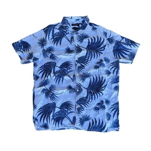 Banana Republic Hemd Herren Large Blau Palmblatt Hawaii Knopfleiste Kurzarm - Bild 1 von 6