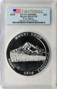 Mount Hood ATB 2010 5 OZ cuarto de plata 25c graduación profesional MS68PL First Strike - Imagen 1 de 4