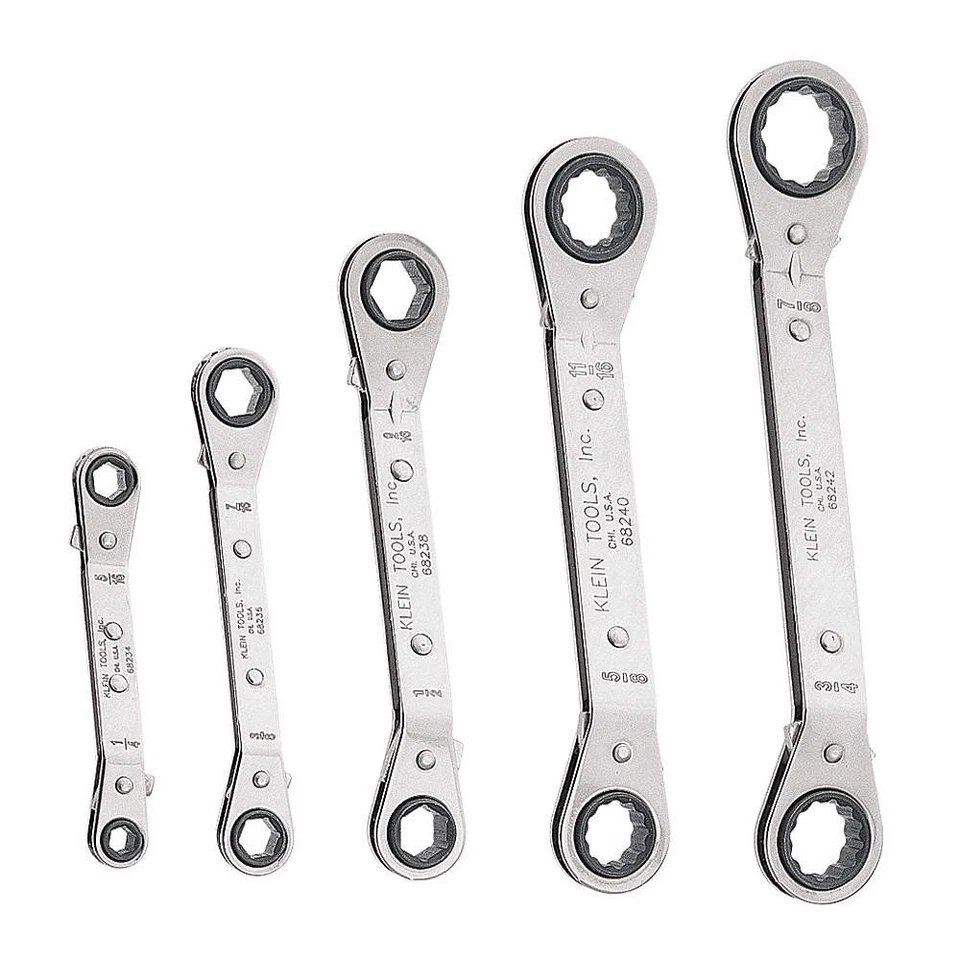 KLEIN TOOLS 68245 Box End Wrench Set,Chrome,Offset,SAE 9EDY1 - Image 1 of 1