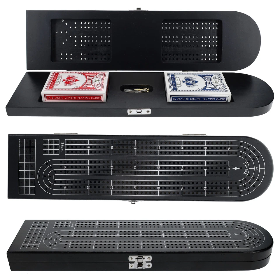 Pacific Shore Games Wooden Cribbage Board Game Set, Continuous 3 Track - Image 1 of 4