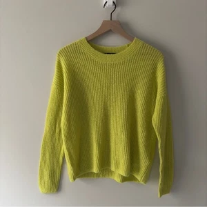 Madewell Alpaca Blend Neon Green Yellow Women's Sweater crew neck long sleeve S - Picture 1 of 9