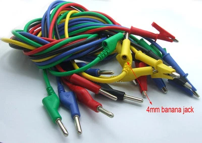 5 PIEZAS Cables Blandos Alta Calidad 4mm Banana Plug A Coimán Clips Alicates de Prueba - Imagen 1 de 2