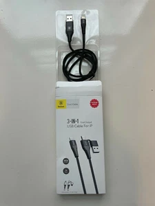 Baseus 3-in-1 MULITI-Purpose Quick Charge Cable for iPhone 12 to13 - Picture 1 of 7