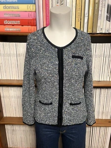 Bimba Y Lola Damas 8 XS Jersey Suéter Cárdigan Chaqueta Boucle Azul Cuadrado - Imagen 1 de 12