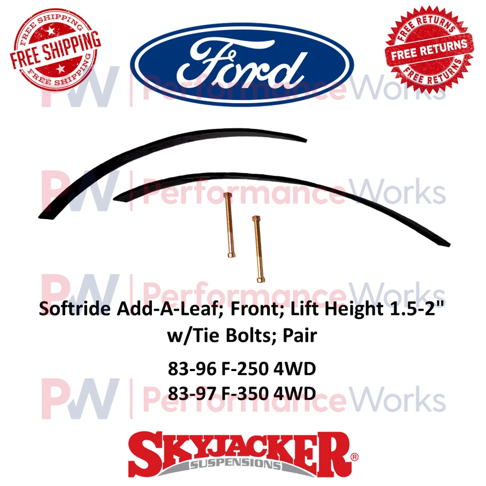 Par delantero Skyjacker Softride Add-A-Leaf 1,5-2" para 83-97 Ford F-250 F-350 4x4 Foto 1 de 4
